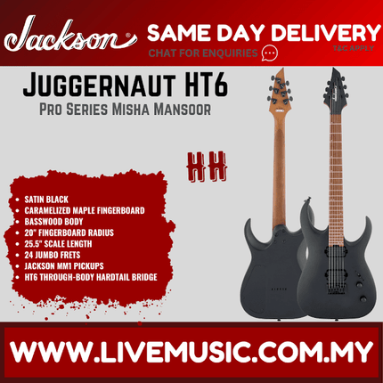 Jackson Pro Series Signature Misha Mansoor Juggernaut HT6 Electric Guitar - Satin Black