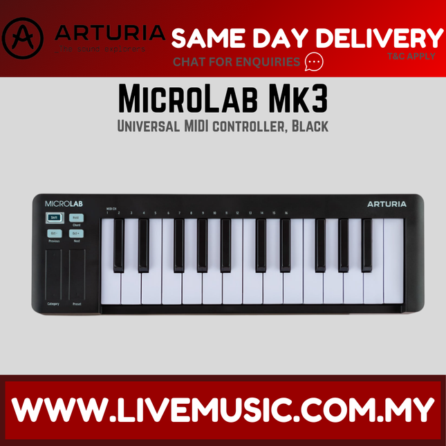 Arturia MicroLab Mk3 Keyboard Controller, Black