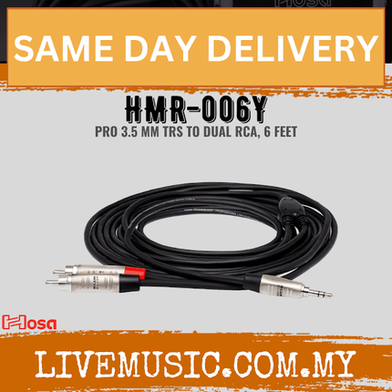 Hosa HMR-006Y Pro Y Cable, 3.5mm TRS to RCA, 6ft (HMR06Y/HMR 006Y)