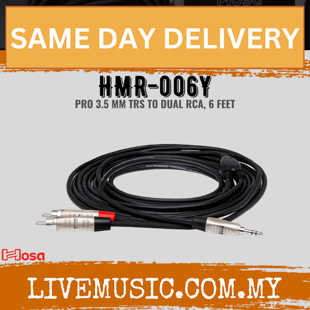 Hosa HMR-006Y Pro Y Cable, 3.5mm TRS to RCA, 6ft (HMR06Y/HMR 006Y)