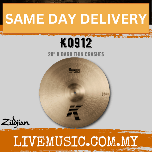Zildjian K0912 20” K Dark Thin Crash Cymbal (K0912)