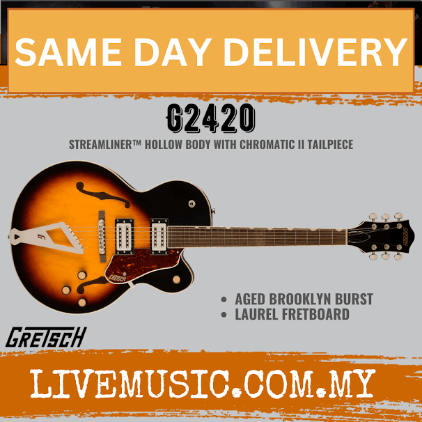 Gretsch G2420 Streamliner Hollow Body Single-Cut Guitar w/Chromatic II, Aged Brooklyn Burst