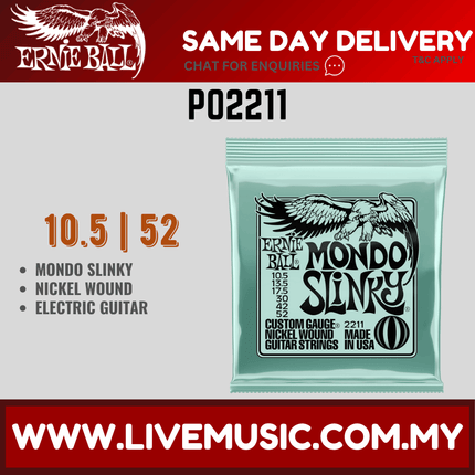 Ernie Ball 2211 Mondo Slinky Nickel Wound Electric Guitar Strings, 10.5-52 Gauge