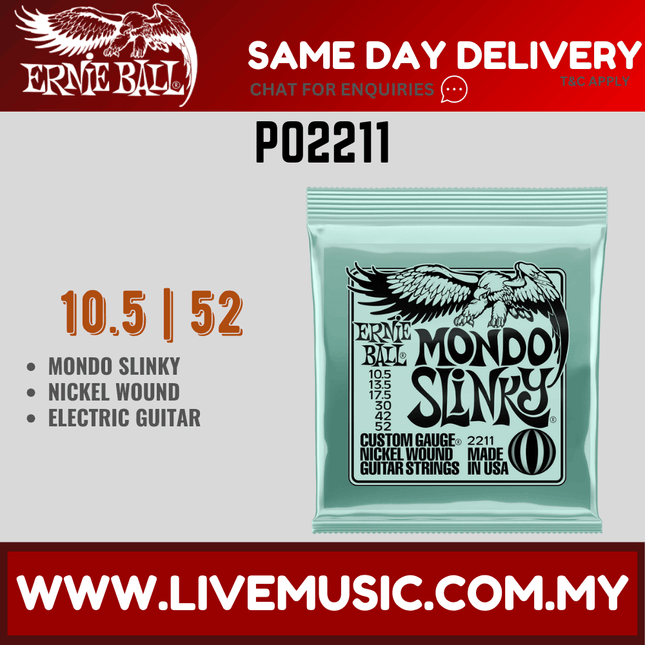 Ernie Ball 2211 Mondo Slinky Nickel Wound Electric Guitar Strings, 10.5-52 Gauge