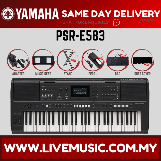 Yamaha PSR-E583 61-key Portable Keyboard With Adapter ( PSRE583 PSR E583 )
