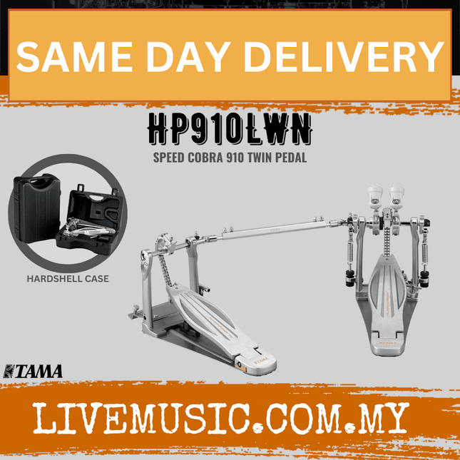 Speed Cobra twin bass drum pedal with hardcase, metal drive and dual beater heads