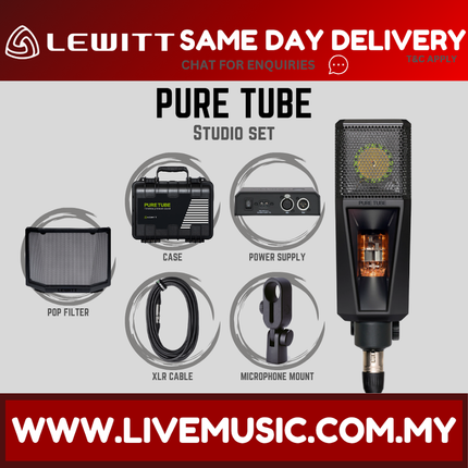 Lewitt PURE TUBE Studio Set Cardioid Tube Microphone with Shockmount & Pop Filter