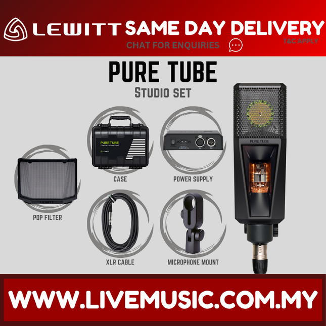 Lewitt PURE TUBE Studio Set Cardioid Tube Microphone with Shockmount & Pop Filter