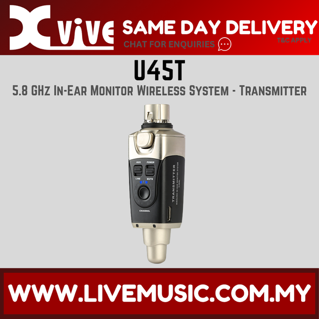 Xvive U45T 5.8GHz wireless in-ear monitor transmitter with metal plug and black body