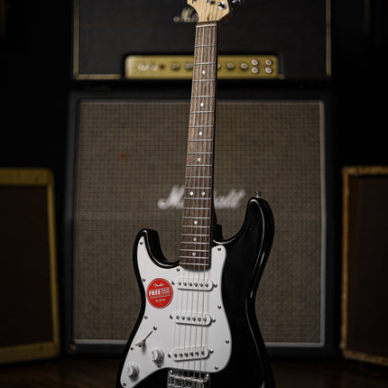 Squier Mini Stratocaster Left-Handed Electric Guitar, Laurel Fretboard - Black