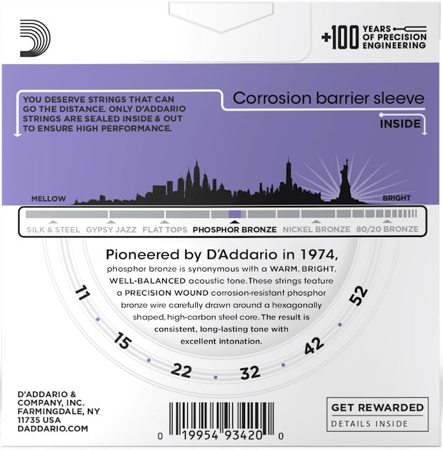 D'Addario EJ26-3D Phosphor Bronze Custom Light Acoustic Strings 3-Pack ( DADDARIO / EJ 26 3D )
