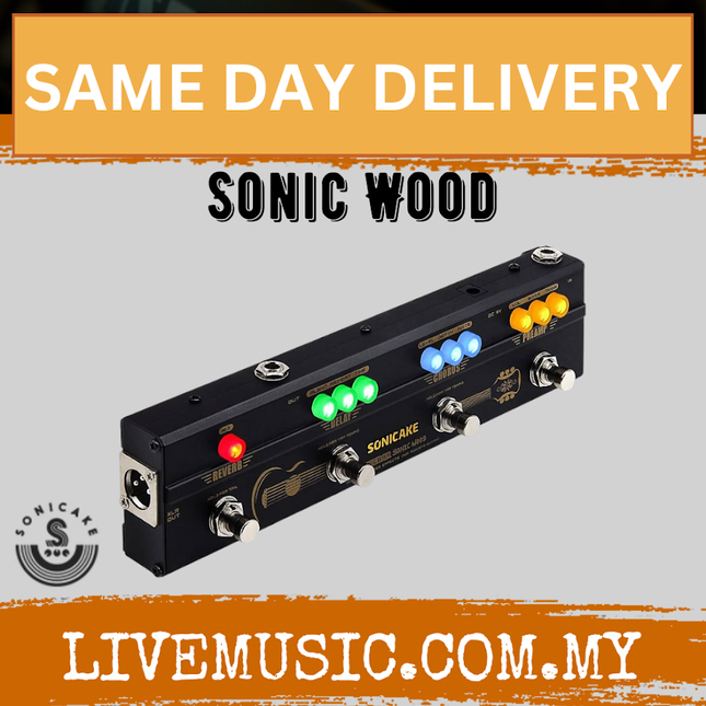 Sonicake QCE-50 Sonic Wood Acoustic Guitar Preamp DI Box Chorus Delay Reverb Pedal ( QCE 50 QCE50 )