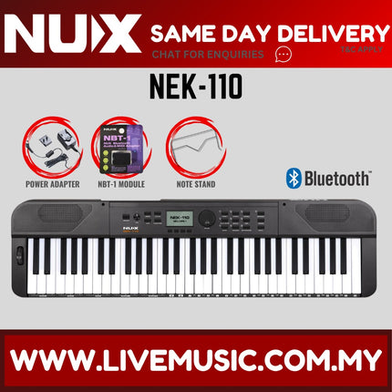 Nux NEK-110 61-Keys Portable Digital Electronic Keyboard Keyboard w/Bluetooth - Black ( NEK110 / NEK 110 )