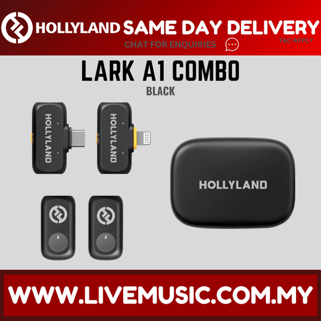 Hollyland LARK A1 COMBO Wireless Lavalier Mic w/ Charging Case ( LARKA1 / LARK-A1 ) - Black