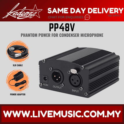 Kadenza PP48V 48V Phantom Power Supply with 220V EU Plug for Condenser Microphone and 1 Meter Mic Cable ( LMC )