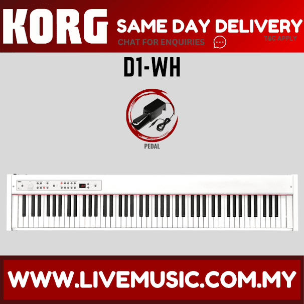 Korg D1 88-Keys Digital Piano With Note Stand and Adapter-White (D-1)