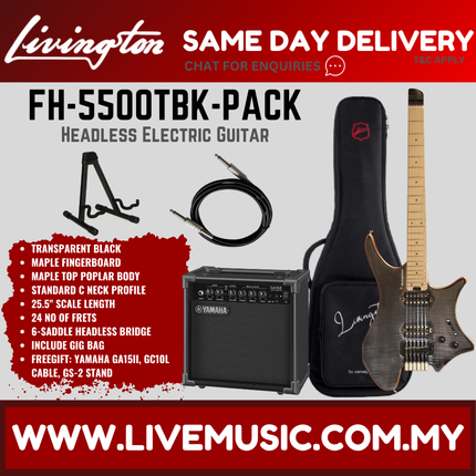 Livingston FH-5500 6-String Headless Electric Guitar w/GA15II, RW Fretboard/Maple Fretboard - ( FH5500 FH 5500)