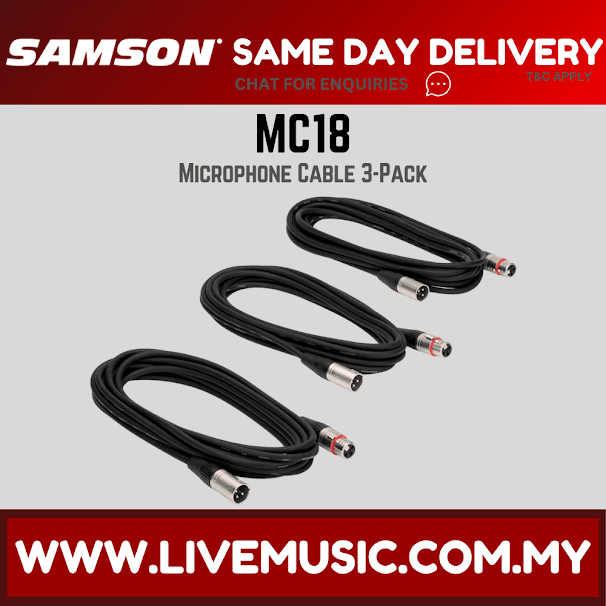 Samson MC18 Microphone Cable 3 Pack (MC 18/MC-18)