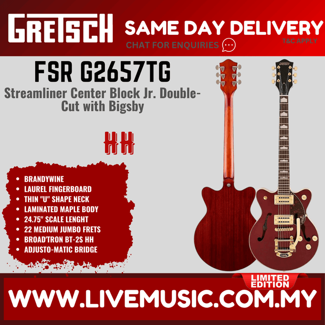 Gretsch FSR G2657TG Streamliner Center Block Junior Electric Guitar w/Bigsby, Brandywine