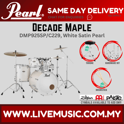Pearl Decade Maple DMP925SP/C 5-Piece Drum Set with Hardware, Drumstick & Throne Without Cymbal Set ( NO CYMBAL )