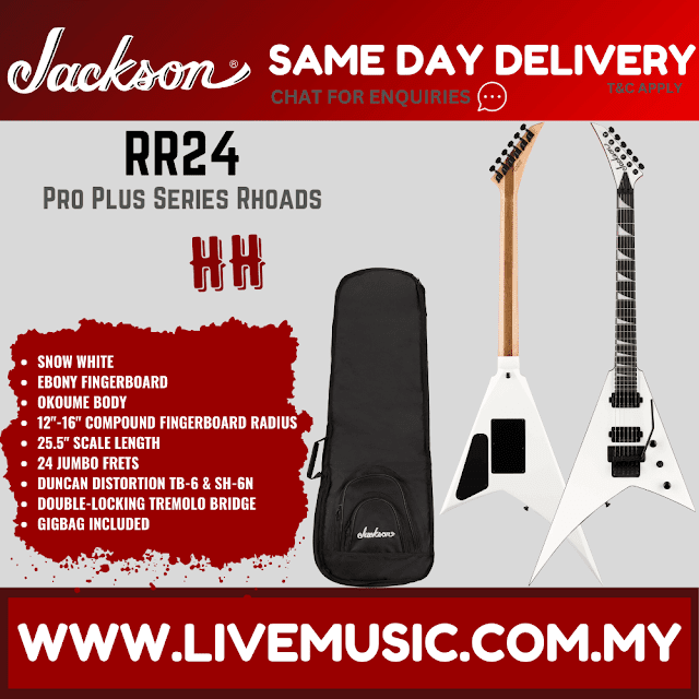 Jackson Pro Plus Series Rhoads RR24 Electric Guitar, Ebony FB, Snow White