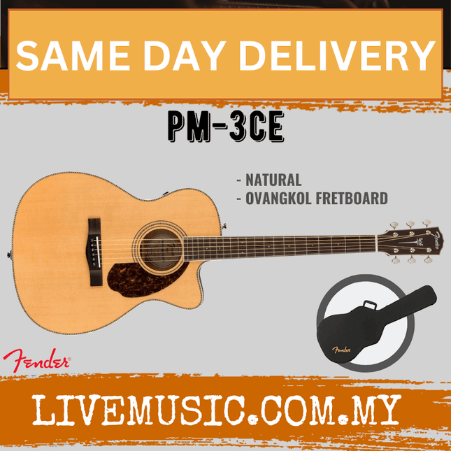 Fender PM-3CE Standard Triple 0 Acoustic-Electric Guitar with Case - Natural