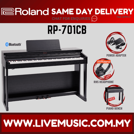 Roland RP-701 88-key Digital Piano with Stand, Bench, Headphone & Adaptor - Contemporary Black Finish ( RP701/RP 701)