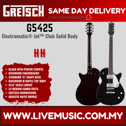 Gretsch G5425 Electromatic Jet Club Electric Guitar, RW FB, Black