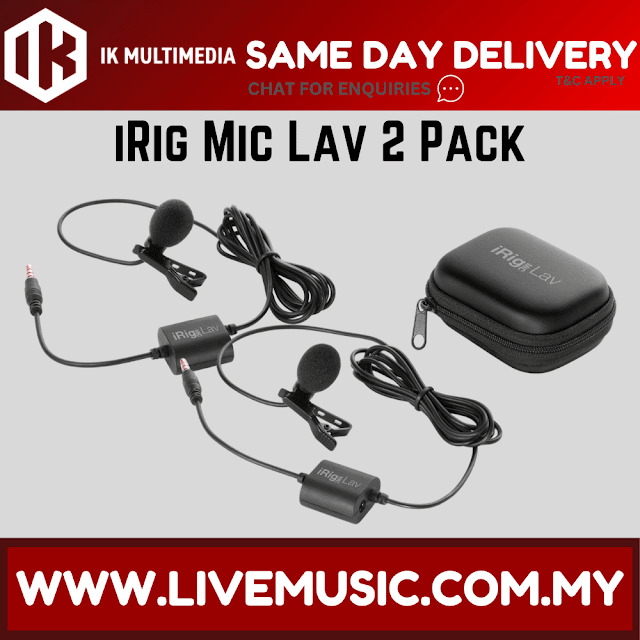 IK Multimedia iRig Mic Lav 2 Pack - Lavalier Microphone for iOS and Android