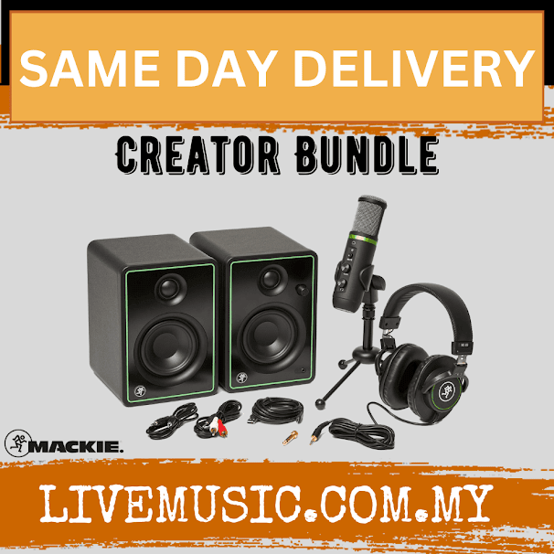 Mackie Creator Bundle With EM-USB Microphone, CR3-X Monitors, MC-100 Headphone And Mic Stand (EM USB / CR3X / MC100)