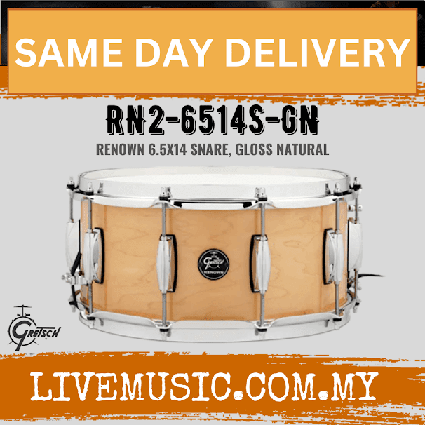 Gretsch RN2-6514S-GN Renown 6.5x14inch Snare Drum, Gloss Natural