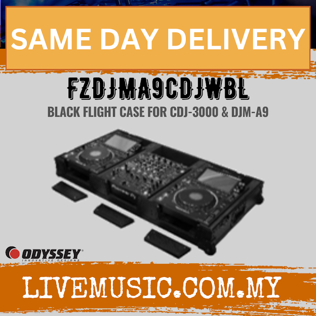 Odyssey FZDJMA9CDJWBL Black Label DJ Coffin Flight Case with Wheels for DJM-A9 and CDJ-3000 or Similar Size Gear
