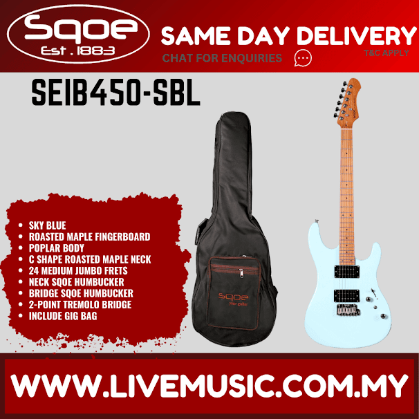 SQOE SEIB450 Double Cutaway Body HH Electric Guitar Roasted Maple Fretboard - ( SEIB 450 / SEIB-450 )