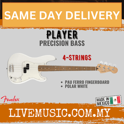 Fender Player Precision Bass Guitar, Pau Ferro Fretboard - Polar White