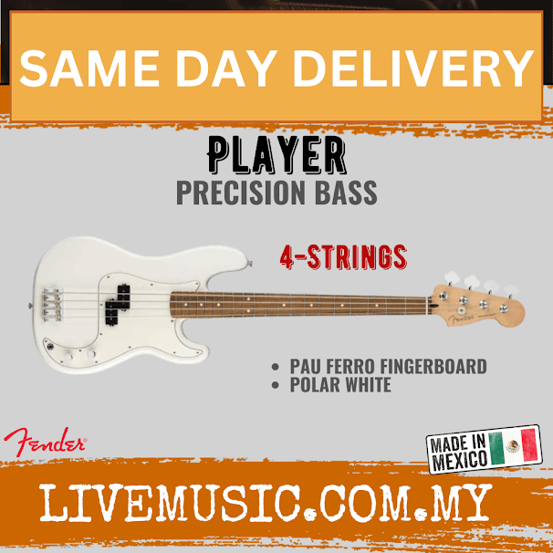 Fender Player Precision Bass Guitar, Pau Ferro Fretboard - Polar White