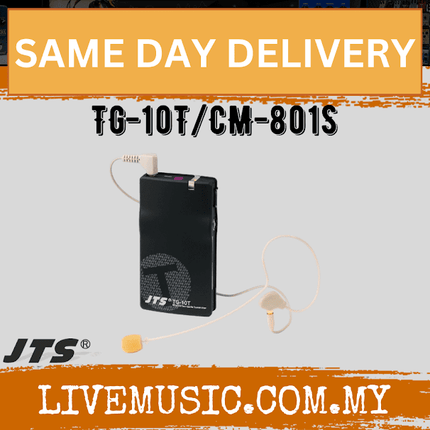 JTS TG-10T/CM-801S Series Wireless Tour Guide Transmitter with Single Ear-Hook Omni-Directional Microphone