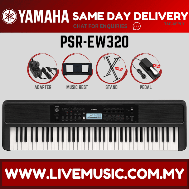 Yamaha PSR-EW320 76-key Portable Keyboard 12 in 1 Premium Package ( PSR-EW320 / PSR EW320 )
