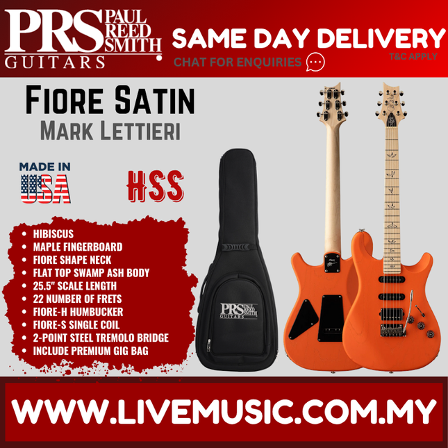 PRS Mark Lettieri Fiore Satin Electric Guitar, Amaryllis / Hibiscus