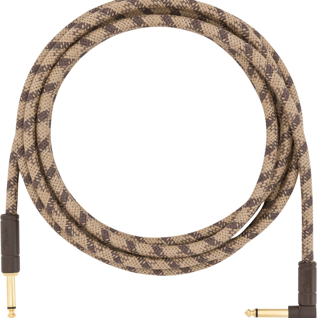 Fender Festival Hemp Angled Instrument Cable, 10ft, Pure Hemp - Brown Stripe