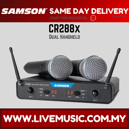 Samson CR288x Handheld Dual Channel Wireless System With Q8x Dynamic Microphone Band H (CR 288X/CR-288X)