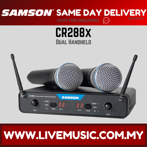 Samson CR288x Handheld Dual Channel Wireless System With Q8x Dynamic Microphone Band H (CR 288X/CR-288X)