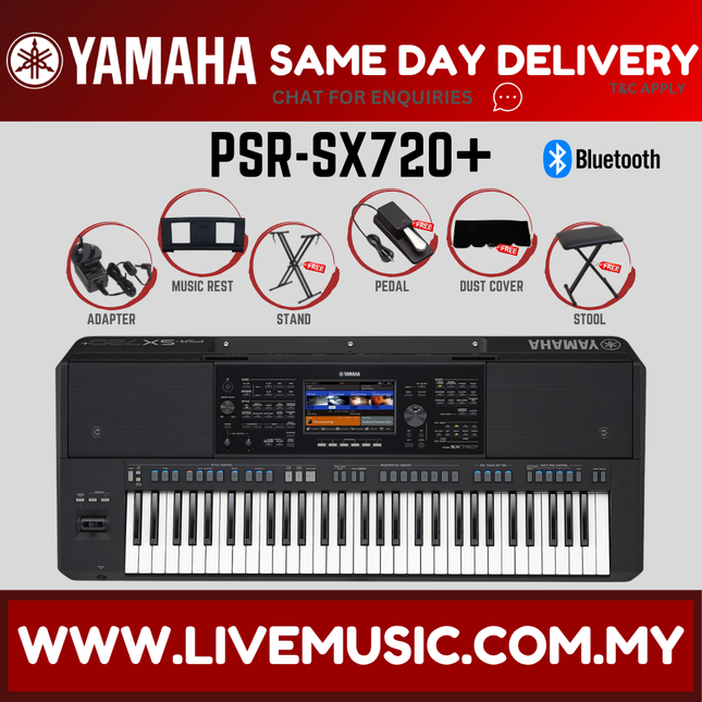( NEW MODEL 2026 ) Yamaha PSR-SX720+ 61-key Professional Arranger Workstation w/Accessories ( PSRSX720PLUS / SX720 ) Replace PSR-SX720 SX-720