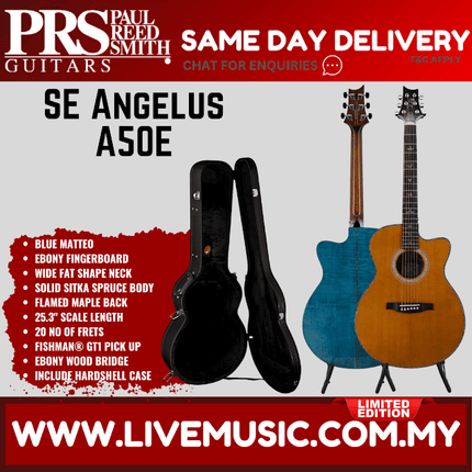 PRS Limited Edition SE AE50E Angelus Acoustic Guitar, Blue Matteo Aged Top