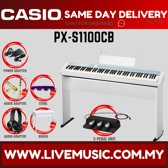 Casio PX-S1100 88 Keys Digital Piano Full Package With Headphone - Calm ( PXS1100 / PX S1100 )