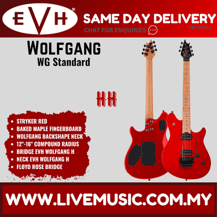 EVH Wolfgang Standard Electric Guitar, Baked Maple FB, Stryker Red