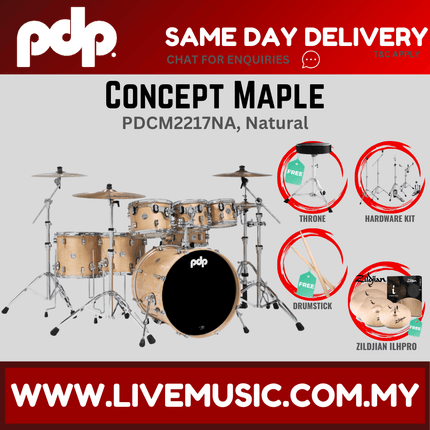 PDP by DW CM7 Concept Maple Shell Pack - 7-piece with Zildjian ILHPRO Cymbals - (PDCM2217)