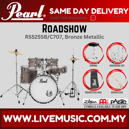 Pearl Roadshow RS525SB/C Drum Set with Hardware, Drum Throne, Drumsticks Without Cymbal Set ( NO CYMBAL )