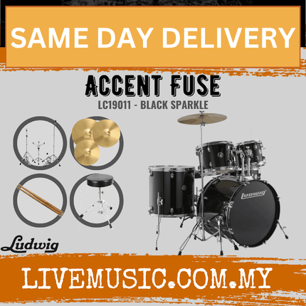 Ludwig Accent Fuse 5-Piece Drums Set w/Hardware + Throne + Cymbal - ( LC19011 LC19014 LC19015 LC19019 )
