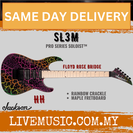 Jackson SL3M Pro Series Soloist Electric Guitar, Maple FB, Rainbow Crackle