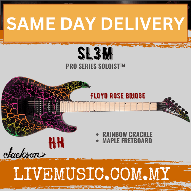 Jackson SL3M Pro Series Soloist Electric Guitar, Maple FB, Rainbow Crackle